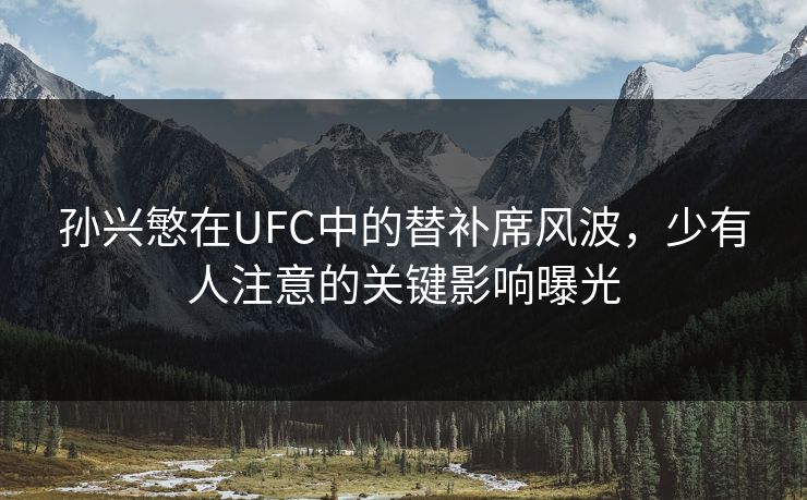 孙兴慜在UFC中的替补席风波，少有人注意的关键影响曝光