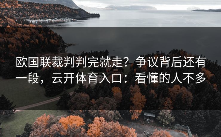欧国联裁判判完就走？争议背后还有一段，云开体育入口：看懂的人不多